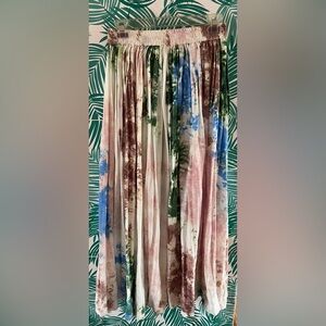 Anthropologie SWF watercolor maxi skirt sz s blue, green, tan & white, brown